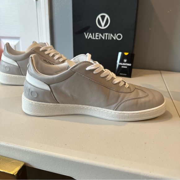 VALENTINO by Mario Valentino Ronald Logo Leather Sneakers in Grey - Picture 9 of 14